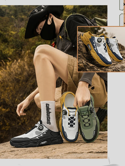 Men's casual sports shoes four season new rotating shoelaces comfort outdoor running walking shoes breathable soft-sole sneakers