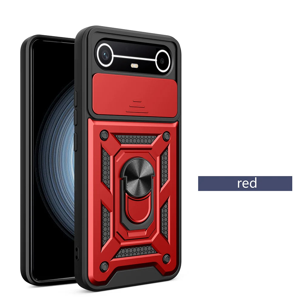 Slide Camera Cover for Tecno Spark Slim 4G Pova Slim 5G Case Ring Kickstand Holder Full Protective Shockproof Phone Capa Funda