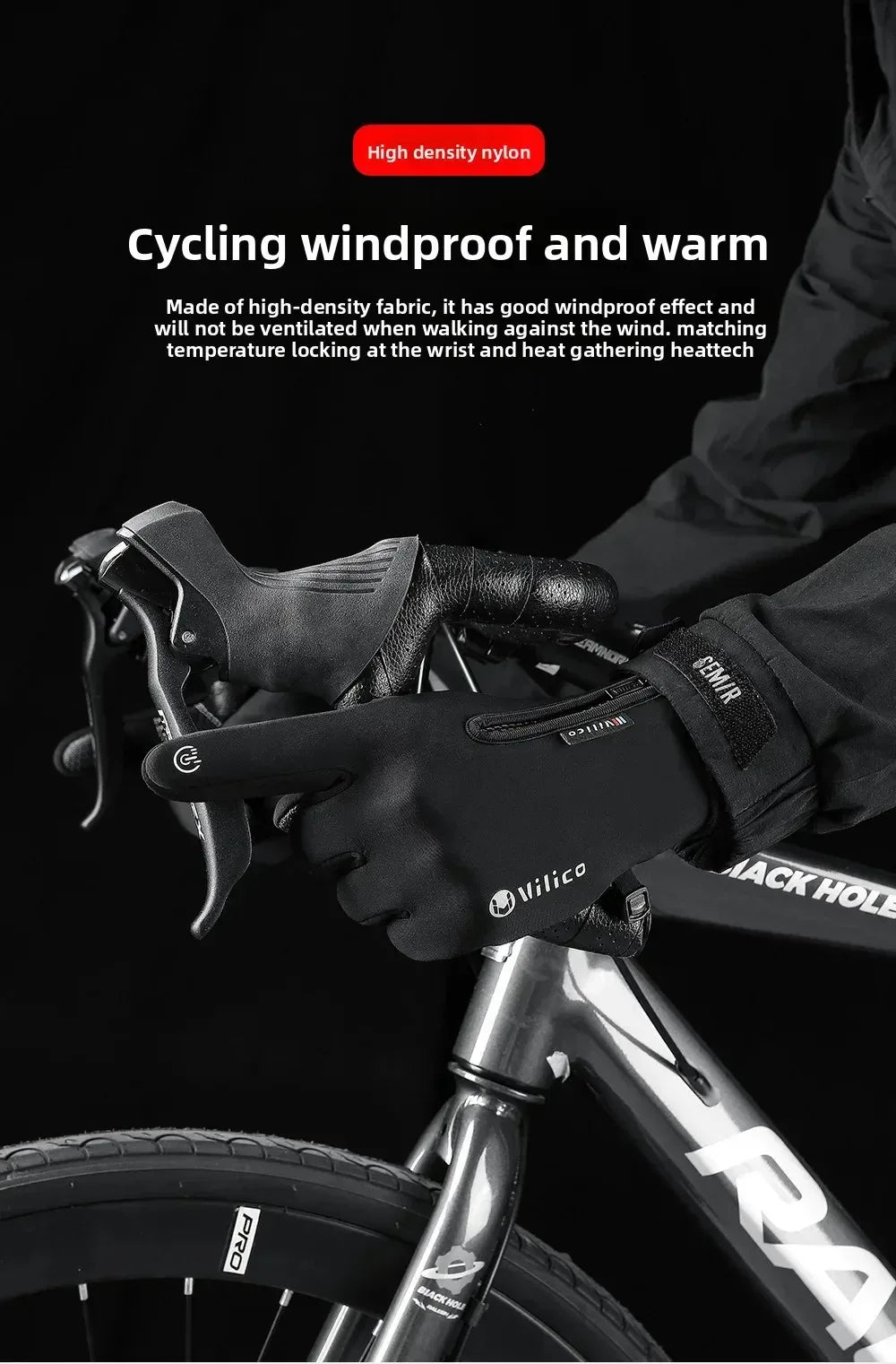 Vilico Warm Touchscreen Motorcycle Fishing Gloves Windproof Durable Anti‑Slip Waterproof Breathable for Autumn & Winter Cycling
