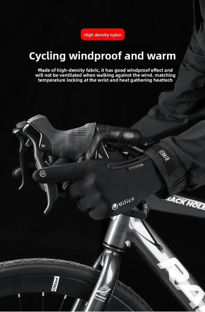Vilico Warm Touchscreen Motorcycle Fishing Gloves Windproof Durable Anti‑Slip Waterproof Breathable for Autumn & Winter Cycling