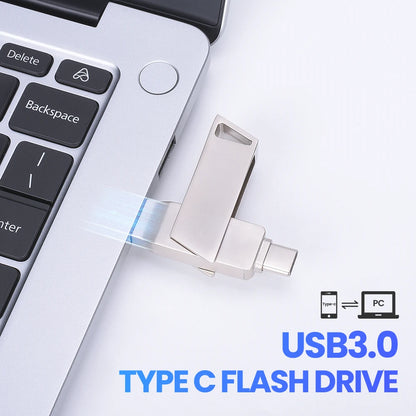 New Metal Type-C Rotatable USB 3.0 Flash Drive 32GB Computer And Phone Dual-Use Rotating Design Durable Data Storag Pen Drives ﻿