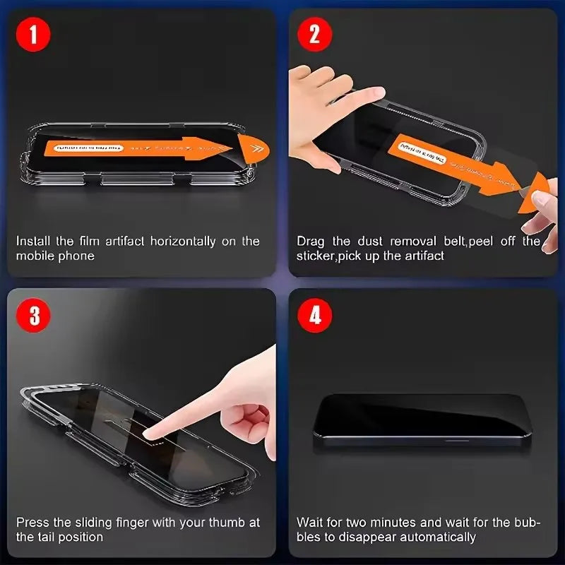 4Pcs 9D Oleophobic Dust Free Easy Installation Screen Protector For iPhone 16 15 14 13 12 11 17 Pro Max XR X XS MAX 8 Plus Glass