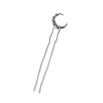 Viking Retro Moon U-Shaped Hairpin for Women, Fashionable and Simple Trendy Versatile Hair Accessory, Nordic Norwegian Style Party Accessory, Valentine's Day, Mother's Day, Birthday Gift