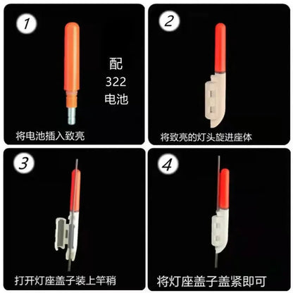 10 pcs/lot Electronic Light Stick With 10 Rechargeable Battery CR322 / CR425 Clip on Fishing Rod Glowing Lamp Night Fishing D001