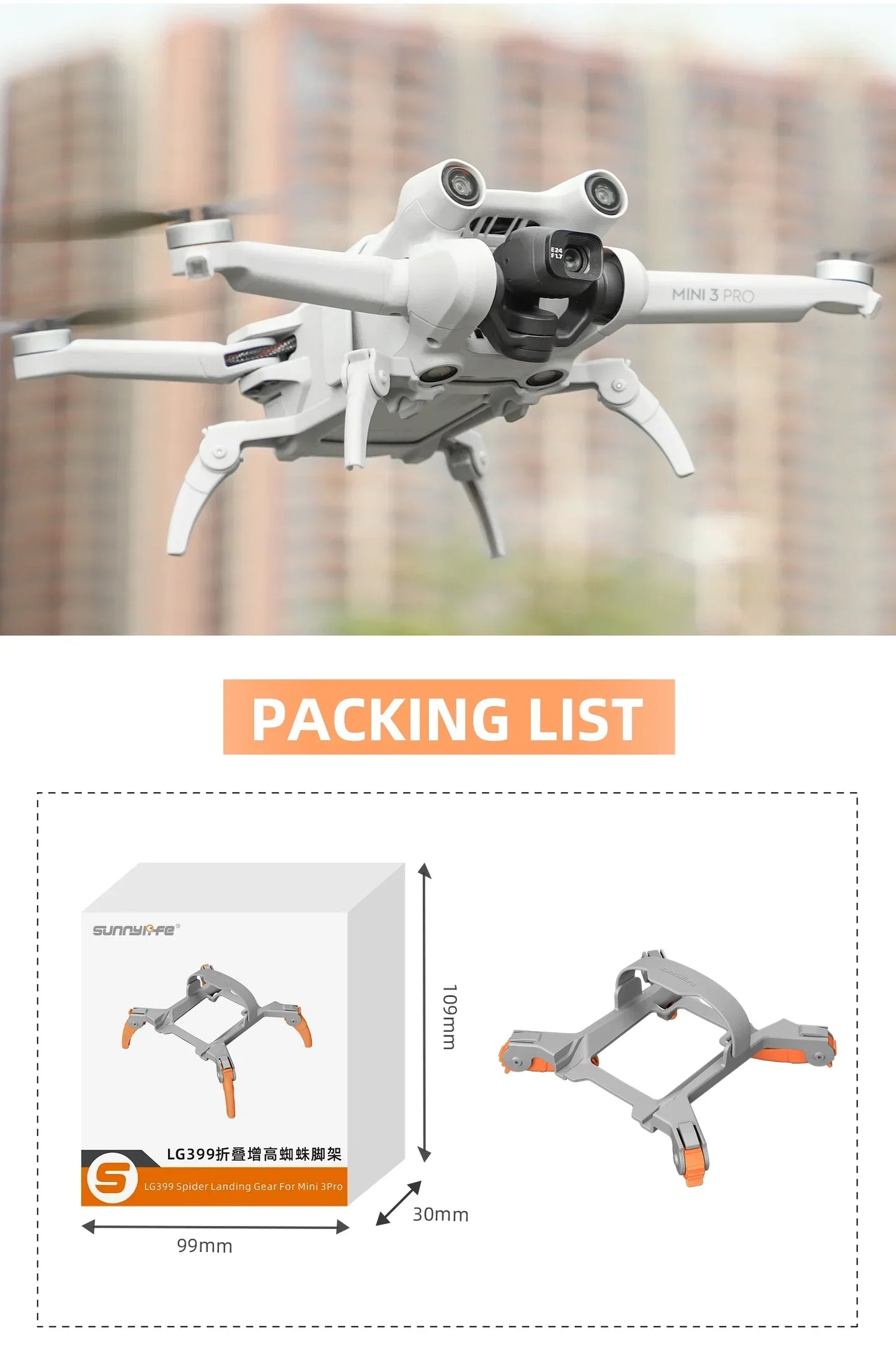 Foldable Spider Landing Gear For DJI Mini 3 Pro Drone Extension Protector Increased Height for DJI Mini 3 Pro Drone Accessories