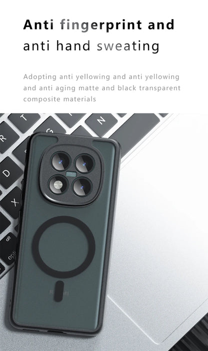 For Xiaomi Redmi Note 15 Pro Plus 5G Case Shockproof Magnetic Matte PC+TPU Anti-fingerprint Translucent Cover for Note15 Pro