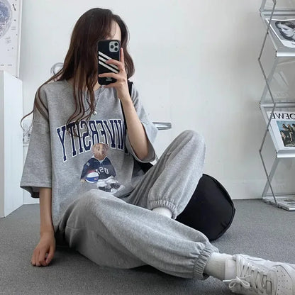 Cartoon Long Sleeve Tracksuits autumn Fashion Casual Sportswear Two Piece Pants Sets Female Large Size Women Suits 2024