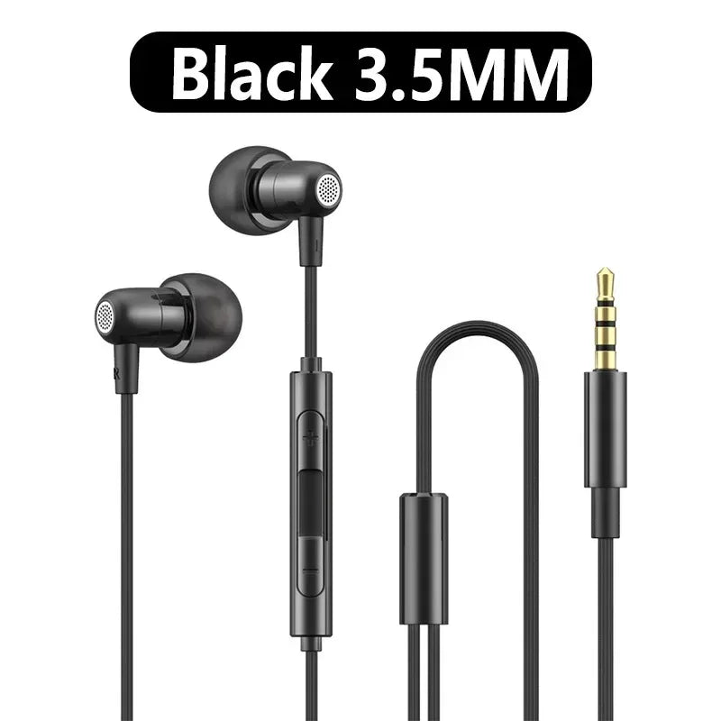 Portable In Ear Music Wired Pink Earphones For Girl Women Gaming Play With Mic Sleep Anti-lost Wired Type C 3.5mm Headphone
