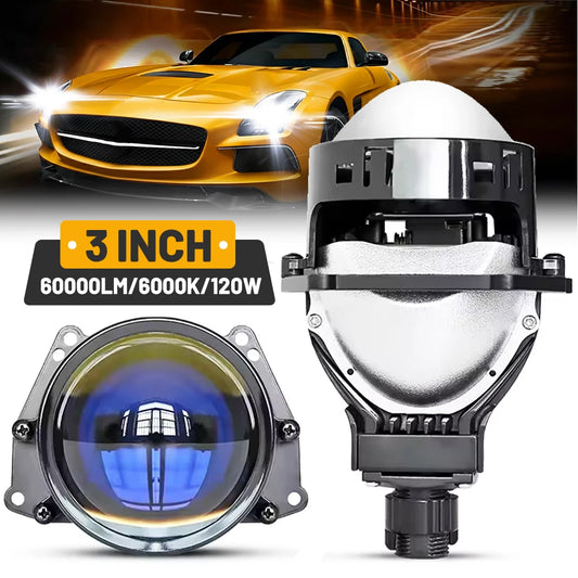 2PCS 3 Inch Bi LED Projector Lenses For Headlight Hella 120W 60000LM Auto Lamp Car Lights Retrofit Kits Hyperboloid Lens by PDG ibma