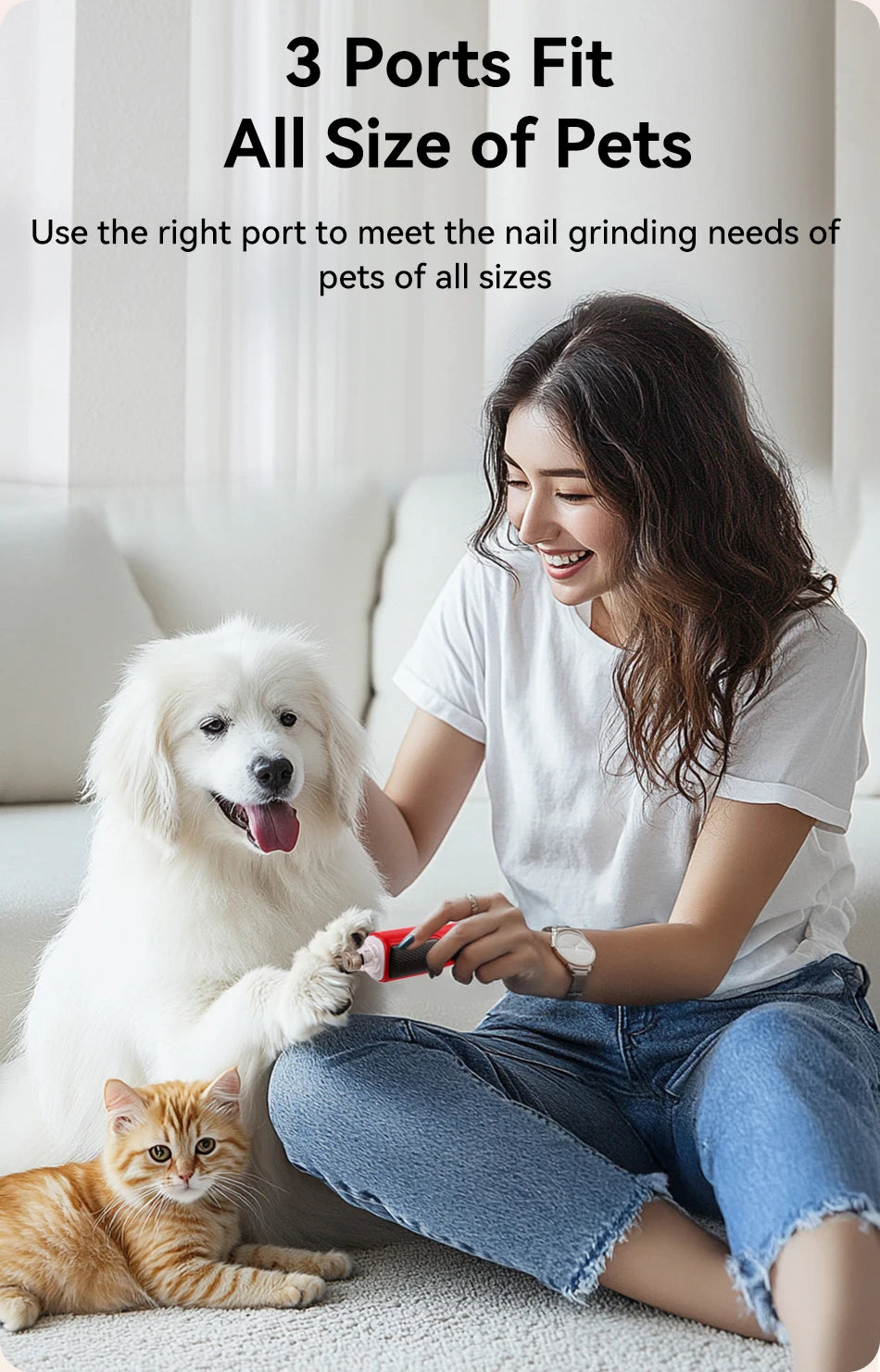 ROJECO Pet Electric Nail Grinder Rechargeable Dog Paw Grooming Nail Clipper LED Light 7 Speeds Adjustable Cat Claw Nail Grinder