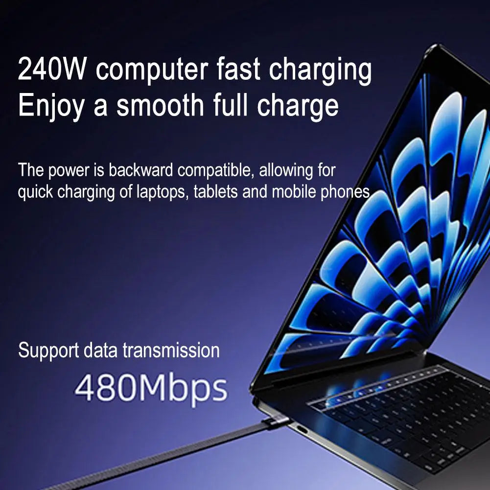 240W Fast Charging Phone Holder Data Fast Charging Cable Phone Tablet Built in Foldable KickStand Holder 2-in-1 Type-C To C