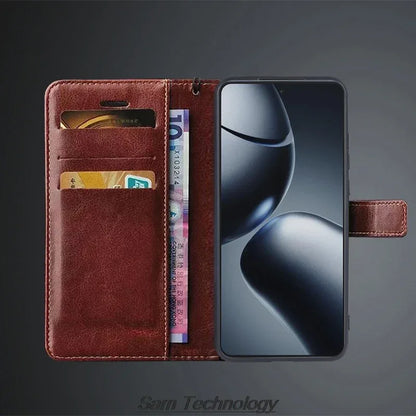Card Holder Cover Case for Xiaomi 14T / Xiaomi Mi 14T Pro Pu Leather Flip Cover Retro Wallet Phone Case Business Fundas Coque