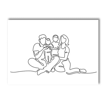 Love Hands Abstract Line Canvas Painting Family Portrait Print Mom Dad Daughter Son Art Poster Nordic Wall Pictures Home Decor