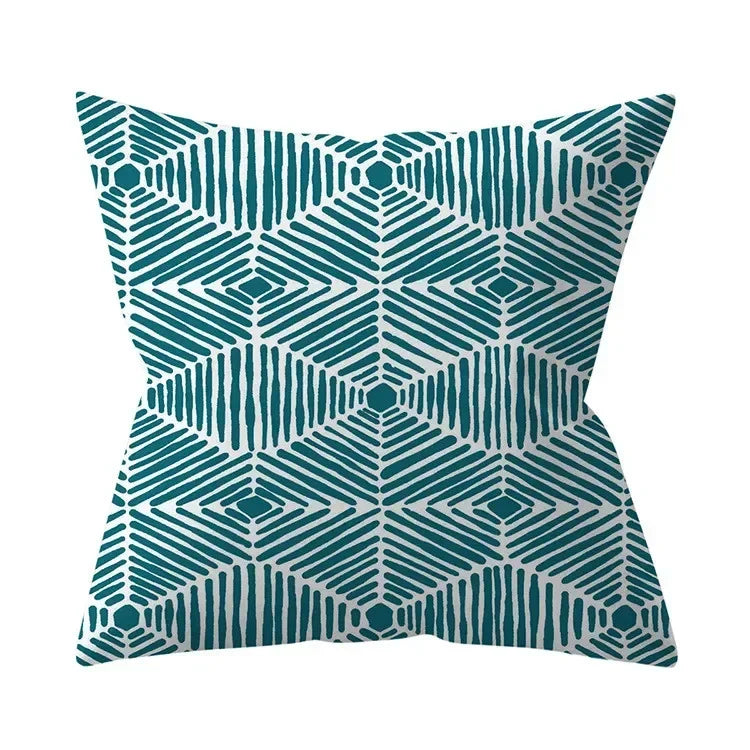 Housse de coussin bleu turquoise, coussins décoratifs pour canapé, housses de coussin géométriques en polyester, 45 x 45 cm, coussins décoratifs, taies d'oreiller simples