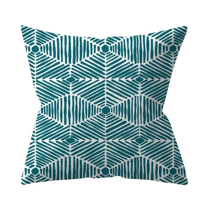 Housse de coussin bleu turquoise, coussins décoratifs pour canapé, housses de coussin géométriques en polyester, 45 x 45 cm, coussins décoratifs, taies d'oreiller simples
