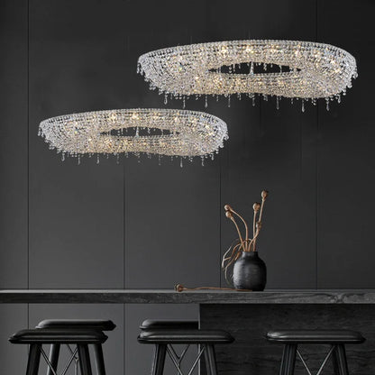 2025 Modern Luxury Round Oval Crystal Chandelier For Living Dining Room Chrome Luster LED Pendant Lights Hotel Duplex Villa Lamp