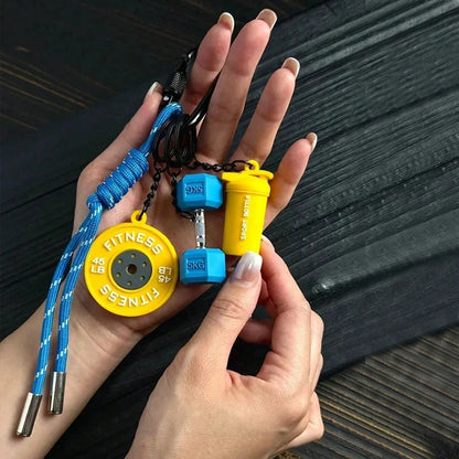 Fitness Keychain Gym Lover Barbell Key chain Weightlifting Keyring Silicone Weight Plate Gym Gifts Workout Gifts Bag Charm Backp