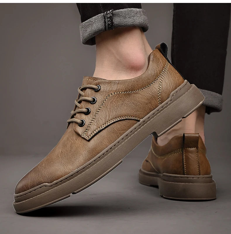 Spring Autumn Casual Men Retro Leather Shoes 2023 Fashion British Style Anti-skid Chaussure Homme Cuir Luxury Brand Designer