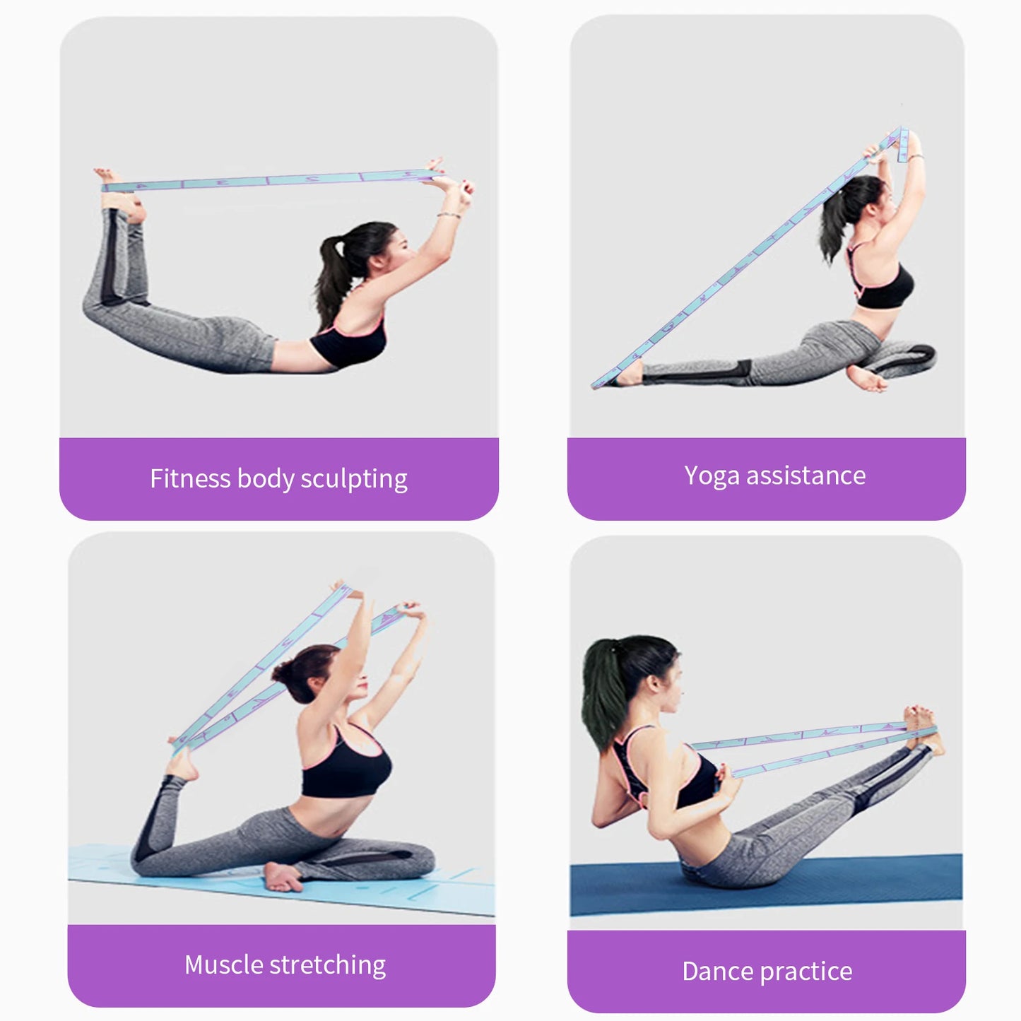 Yoga Pull Strap Belt Latin Dance Stretching Pilates Fitness Sport Elastic Resistance Bands with Yoga Exercis Pattern