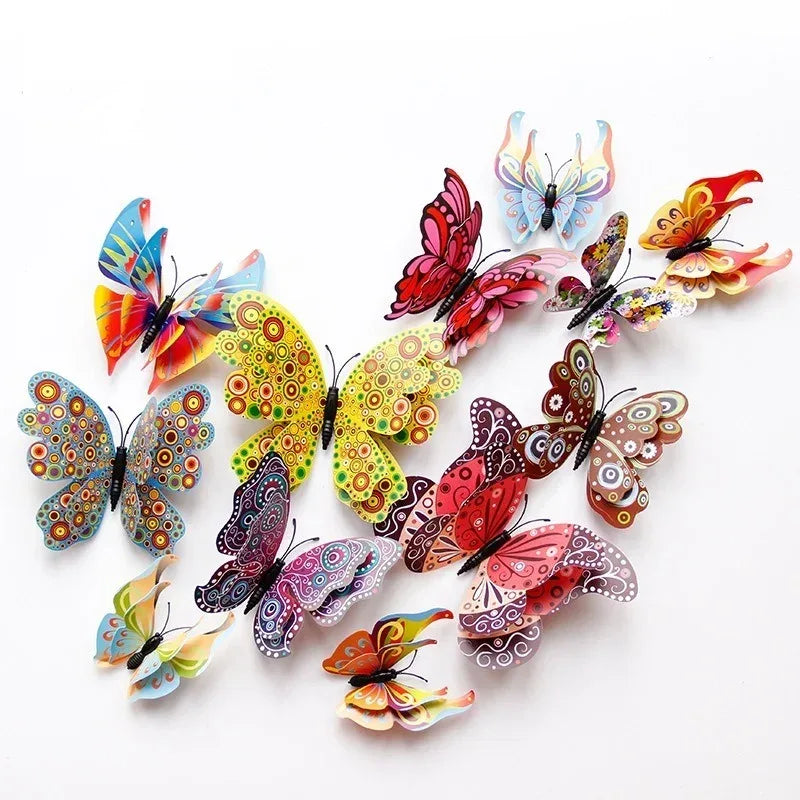 Magentic 3D Double-layer Butterfly Wall Stickers Magnet Refrigerator Stickers Home Girl Kids Room Wedding Christmas Decoration