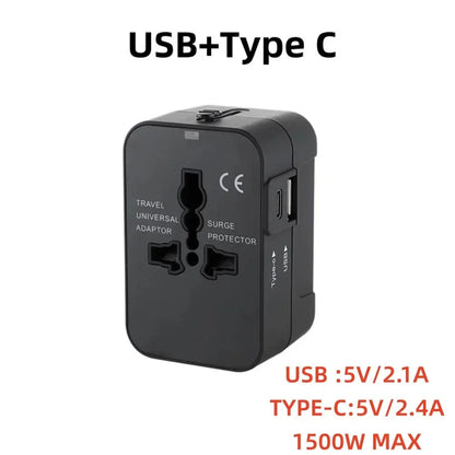 Universal Travel AC Power Adapter with Dual USB Ports EU US UK AU Outlet Converter Socket Plug Global Conversion Charger