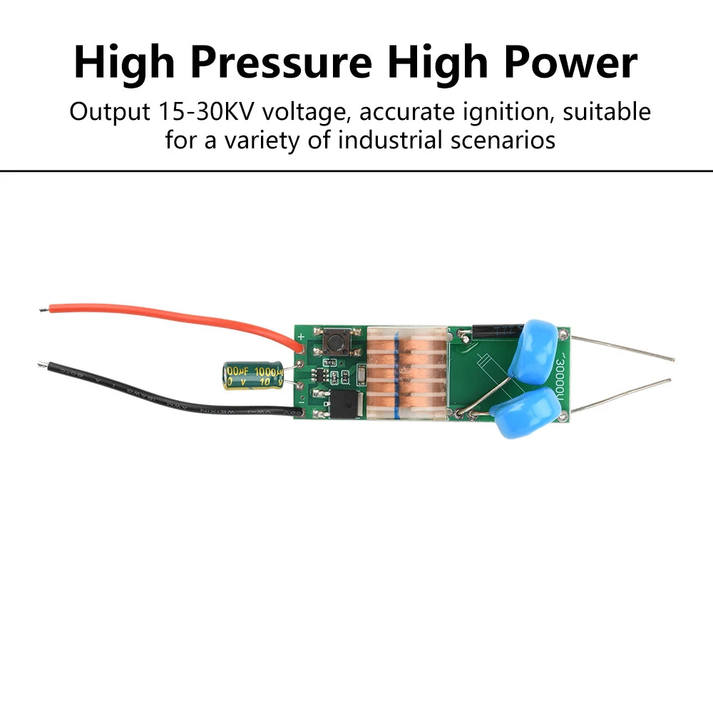 DC 3.3V-5V to DC 15-30KV Arc Igniter High Voltage Module No-load High Power High Voltage Booster Module Adjustable Voltage Coil