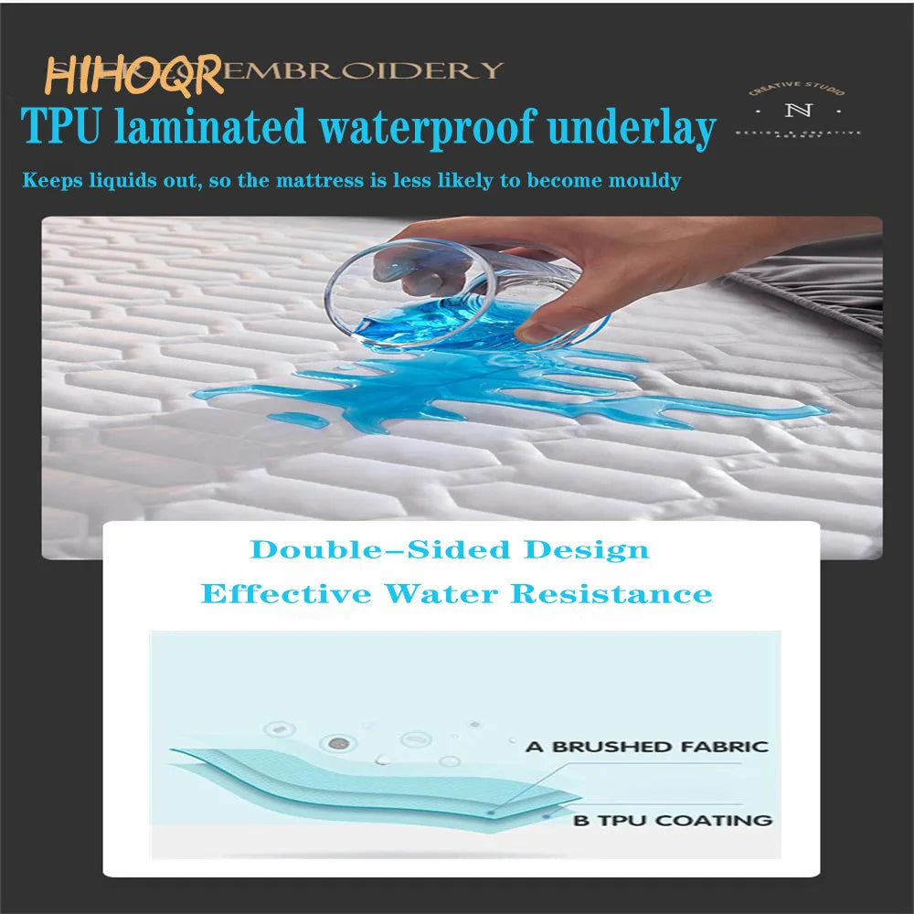 Waterproof Thicken Mattress Pad Protector Skin-Friendly Durable Fitted Sheet Bed Cover Latex Mat Cover 120x200 150x200 180x200