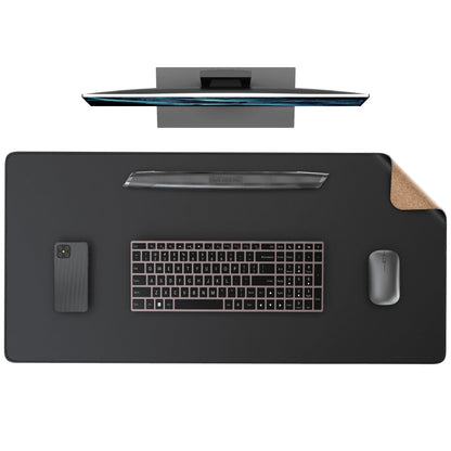 Dual Sided Desk Mat,Leather Desk Pad,Black Cork Desk Mat Protector,Large Mouse Pad,Desk Writing Pad for Office and Home