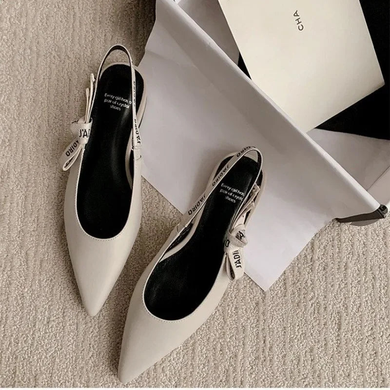 2025 New Fashionable Pointed-toe Buckle Solid Color High-heeled Sandals for Women in Spring and summer  Luxury Shoes