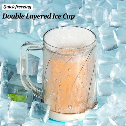 Double Wall Gel Frosty Freezer Ice Mugs Beer Mug with Handles Transparent Whiskey Glasses for Bar Outdoor Drinking Glasses