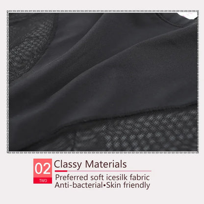 Ice Silk Women Underwear Panties Transparent Mesh Gauze Corset Waist Slimming Black Briefs Female Trainer Shaping Underpants2024