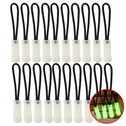 30-3pcs Luminous Zipper Pull Rope Glow in The Dark Zipper Head Anti-lost Backpack Clothes Jackets Slider DIY Repair Sewing Tool