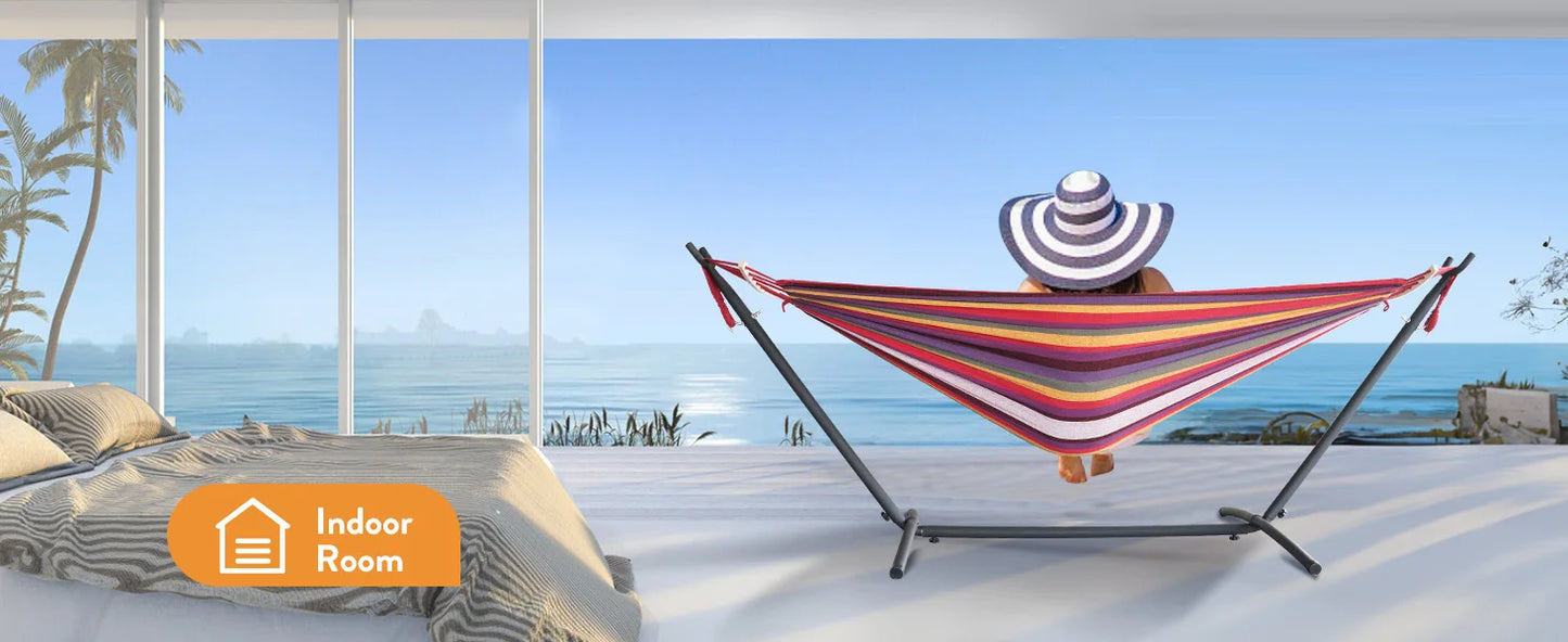 Hamac Gyroor avec support réglable - Lit hamac élégant avec sac de rangement, capacité de 272 kg