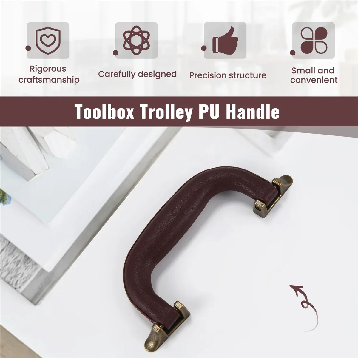 A04RR  Brown Leather Guitar Musical Instrument Box Luggage Toolbox Trolley Case Handle