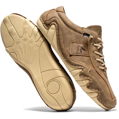 2024 Hand Sewn Leather Shoes for Men Light Outdoor Walking Casual Shoes Big Size 47 48 Slip-On Driving Loafers Men