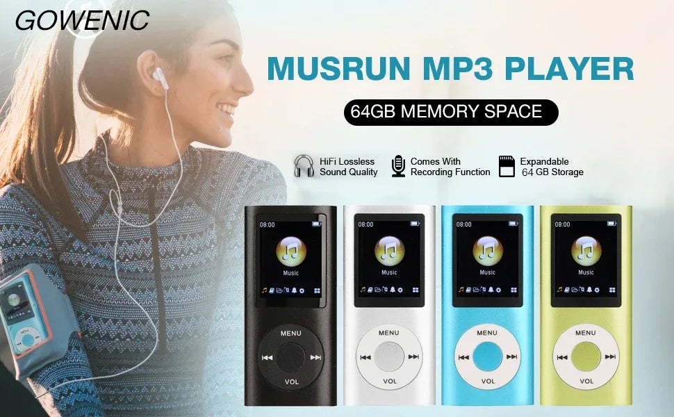 MP3 Player with Earphone Data Cable Stylish Multifunctional Lossless Sound Slim 1.8 Inch LCD Screen Portable MP3 Music Players