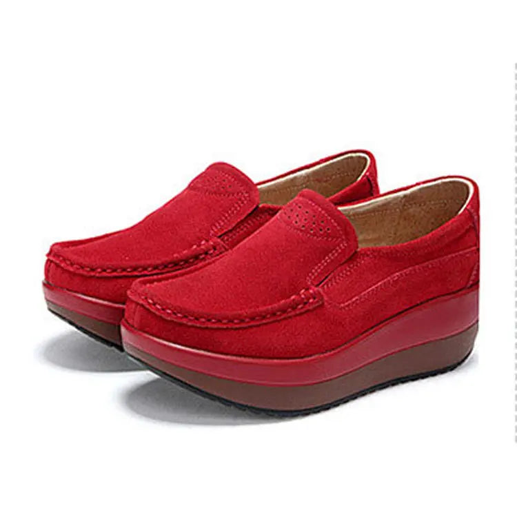 Creepers Platform Shoes Women Flats Women Loafers Spring Autumn Casual Suede Leather Shoes Ladies Moccasins Slip On Plus Size 42