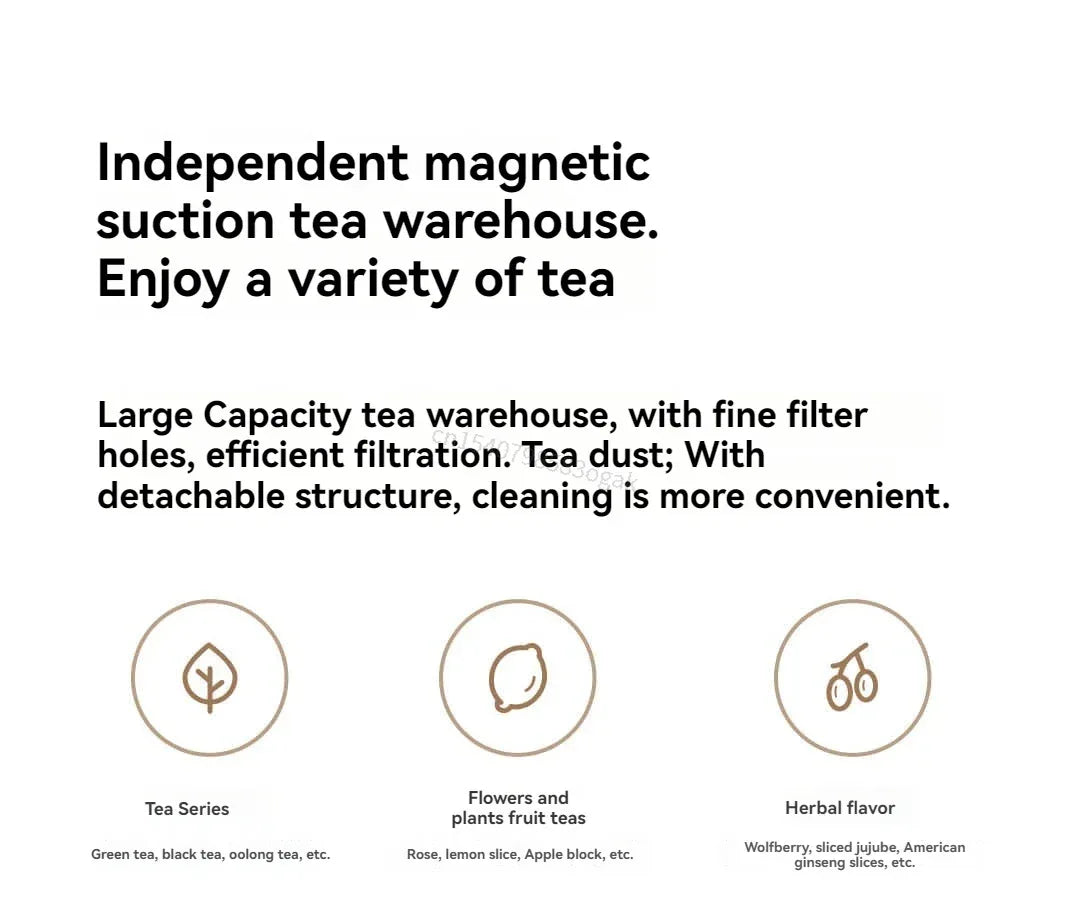 2025 Mijia Magnetic Tea Warehouse Cup Portable 800ml Tritan One-touch Pop-up Lid Water Bottle Tea Filtration Water Cup