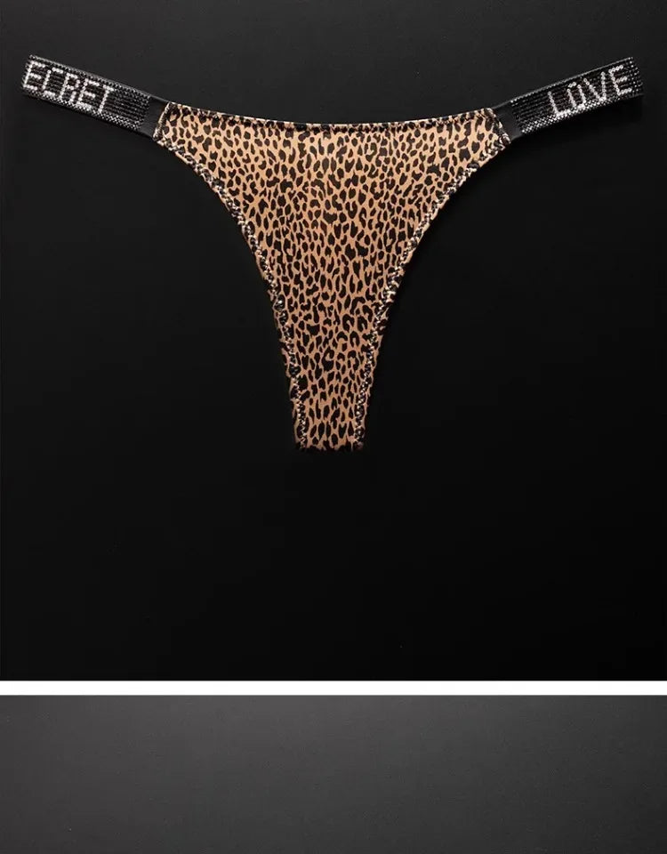 Letter Sexy Panties Women Thongs Rhinestones Diamonds G-string Sports Thong Low Waist Shorts Briefs T-back Fitness S-XL