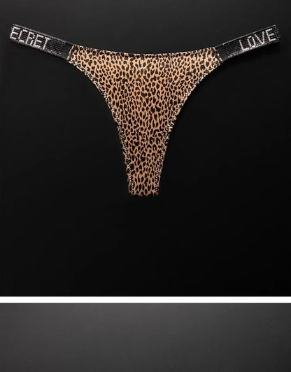 Letter Sexy Panties Women Thongs Rhinestones Diamonds G-string Sports Thong Low Waist Shorts Briefs T-back Fitness S-XL