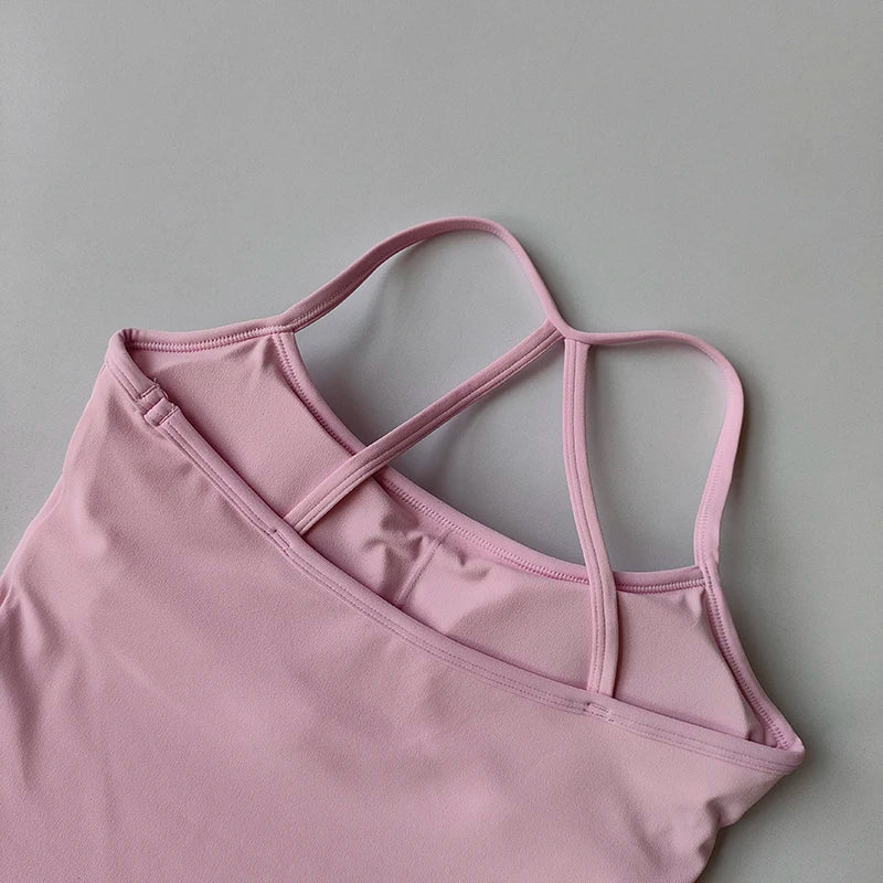 Women's Yoga Sports Fitness Vest, Pilates Running Bra, Thin Belt, Professional Training Underwear, Chest Mat, Fitness Gear