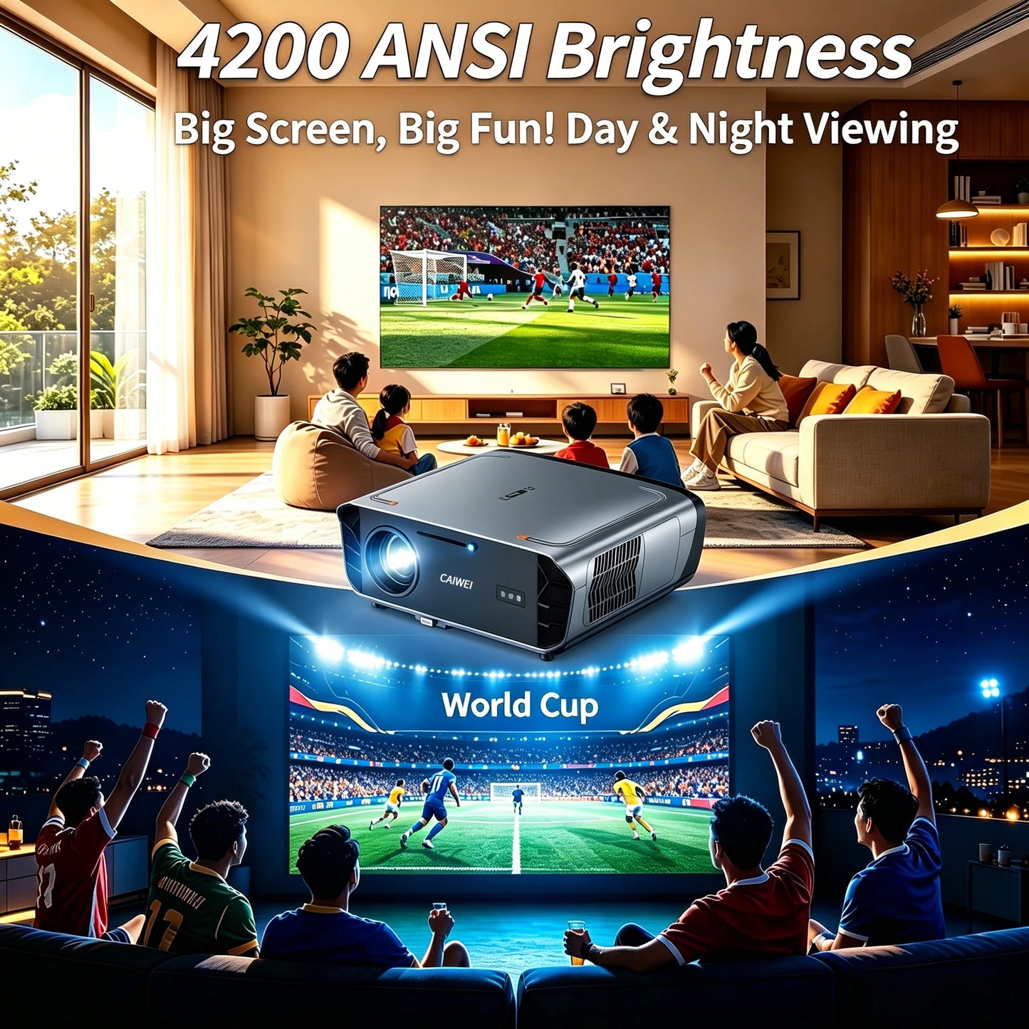 4200 ANSI 4K UHD Projector Smart Android 14 Google TV Video Beamer 2.4G+5G WiFi6 TOF Auto Focus Dual Speaker Home Theater 2026