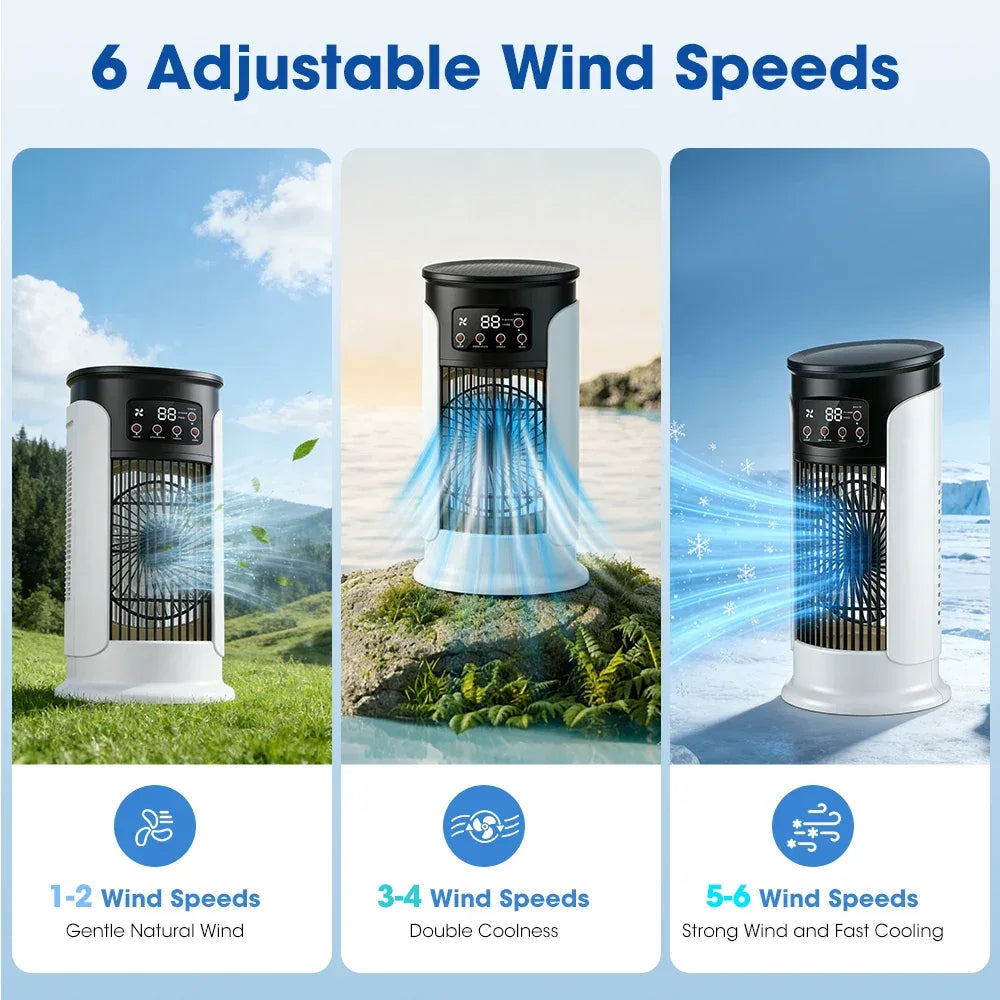 Air Conditioner Portable Desktop Air Cooler Fan with LED Night Light & Humidifier, Mini Mist Cooling Fan for Office Home