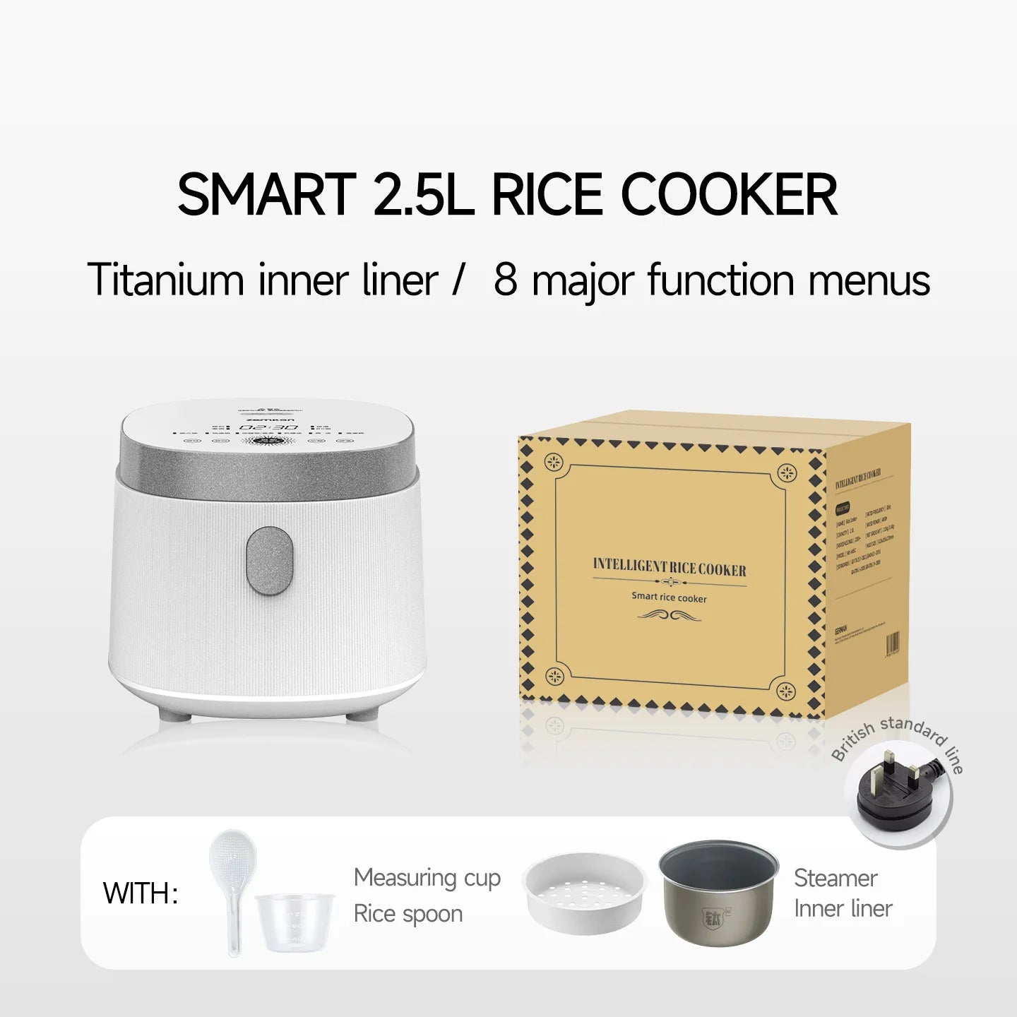 2.5L Electric Rice Cooker Titanium Liner for 2-3 People Mini MultiCooker Smart Steamed Rice Kitchen Machine 220V