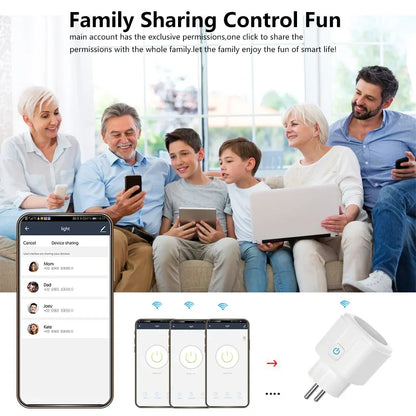 16/20A EU Smart Socket WiFi Smart Plug with Power Monitoring Timing Function Voice Control Works With Tuya APP Alexa Google Home