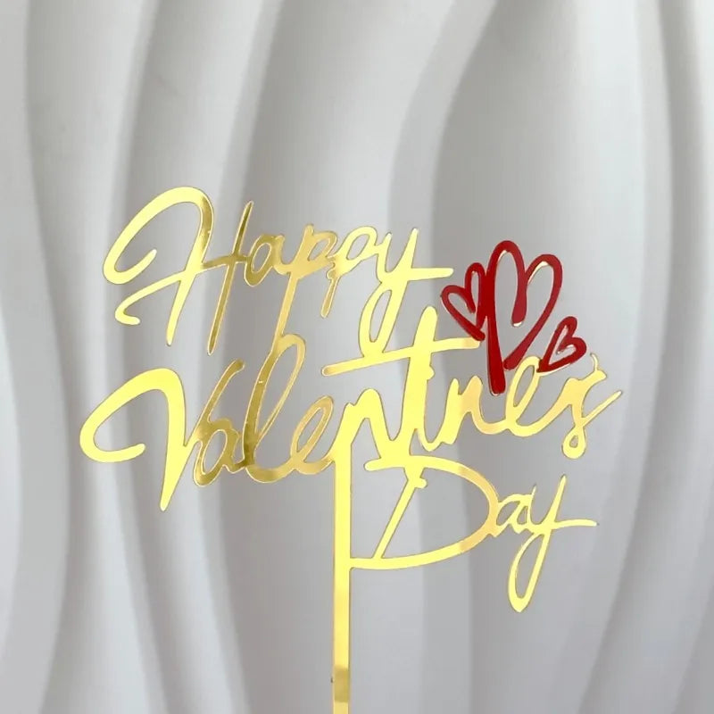 INS 14 Style Happy Valentine's Day Acrylic Cake Toppers Red Love Valentine's Day Cake Topper for  Valentine's Day Party Gifts