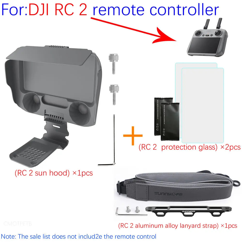 Controller Cover for DJI AIR 3 RC 2 Sun Hood for DJI RC Remote Controller Cover Lanyard Strap Tempered Glass Case Accessories