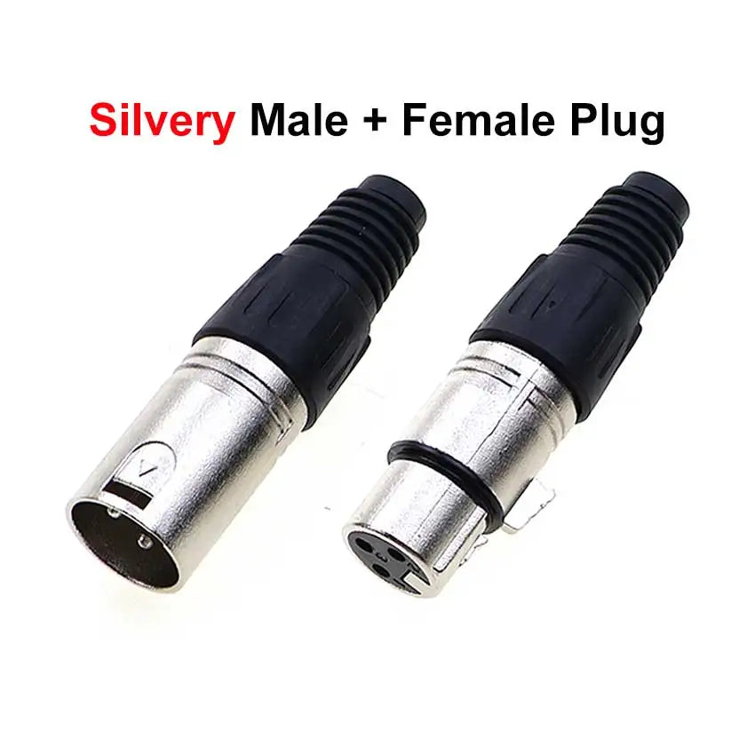 JCD XLR 3pin Male Female Panel Audio Microphone Mixer Plug Jack Connector YS145 YS146 Male Female 3 Core XLR Metal Socket