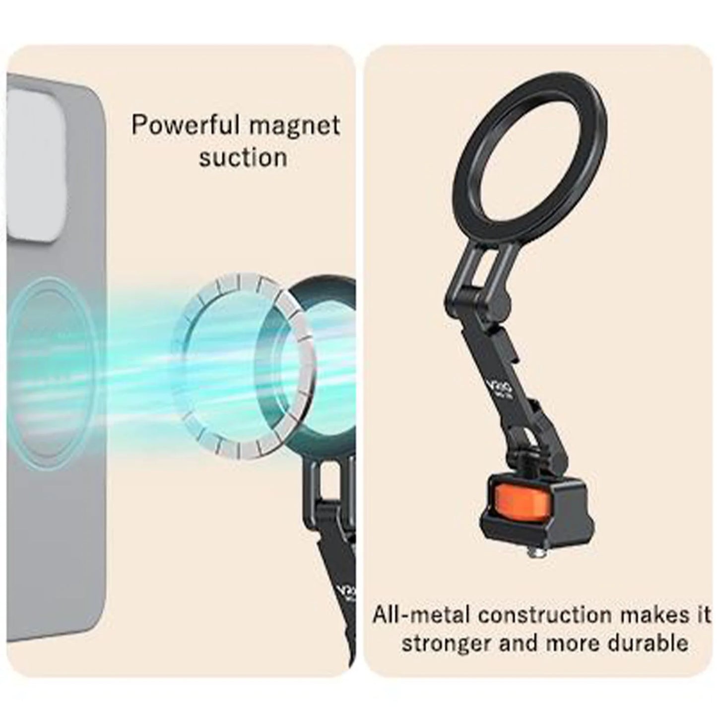 Magnetic Cold Shoe Mount for Phones Magnetic Foldable Phone Stand 1/4 Screw and Cold Shoe Mount for Live Streaming Photography
