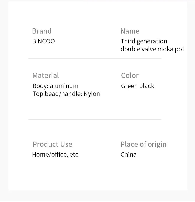 Bincoo Double valve Moka Pot Set Electric Stove Coffee Pot Household Italian Espresso Machine Mocha Pot Barista Accessories 220V
